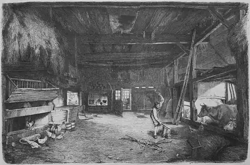 Die Gartenlaube (1866) b 349.jpg (S) Die Tenne in einem niedersächsischen Bauernhofe. Originalzeichnung von O. Dörr.