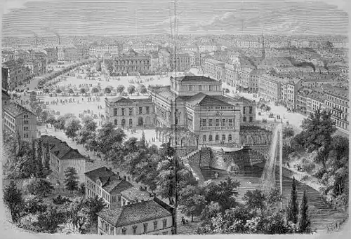 Die Gartenlaube (1866) b 772.jpg (D) Das neue Theater zu Leipzig aus der Vogelschau.
