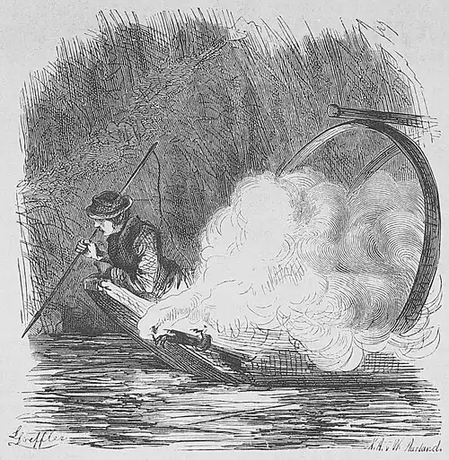 Die Gartenlaube (1867) b 396_2.jpg Nächtlicher Fischfang mit Harpune am Comer See.