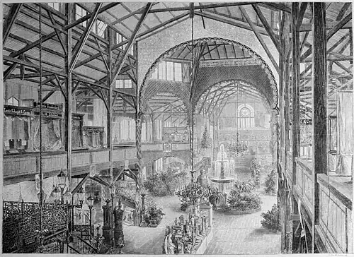 Die Gartenlaube (1867) b 540.jpg (S) Die erste Haupthalle des Industrie-Ausstellungs-Gebäudes zu Chemnitz. Nach einer Photographie von C. Römler in Chemnitz.