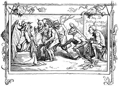 Die Gartenlaube (1867) b 549 2.jpg Schneiders Höllenfahrt. „Es wollt’ ein Schneider wandern“.