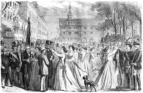 Die Gartenlaube (1868) b 029.jpg Die Bekränzung der Burschenveteranen. Originalzeichnung von Prof. Doepler in Weimar (S)