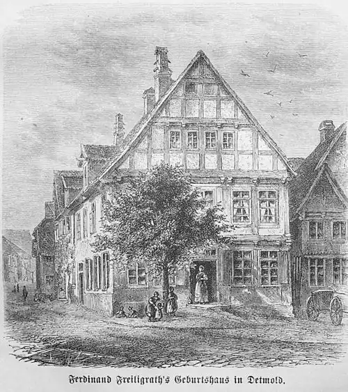 Die Gartenlaube (1868) b 157.jpg Ferdinand Freiligrath’s Geburtshaus in Detmold