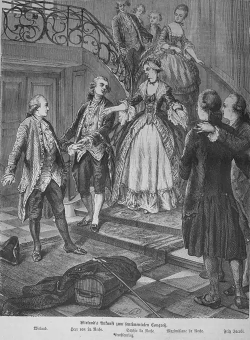 Die Gartenlaube (1868) b 348.jpg Wieland’s Ankunft zum sentimentalen Congreß