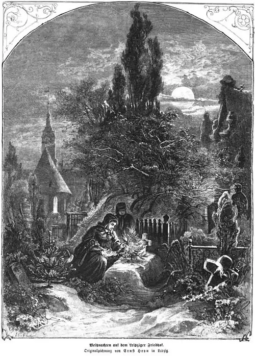 Die Gartenlaube (1868) b 805.jpg Weihnachten auf dem Leipziger Friedhof. Originalzeichnung von Ernst Heyn in Leipzig (S)
