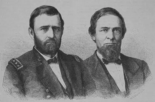 Die Gartenlaube (1869) b 037.jpg Präsident Grant Vicepräsident Colfax (Adolf Neumann)