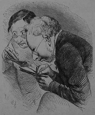 Die Gartenlaube (1869) b 061 3.jpg Nr. 6. Journalisten und Berichterstatter, Stenographen (Adolf Oberländer)