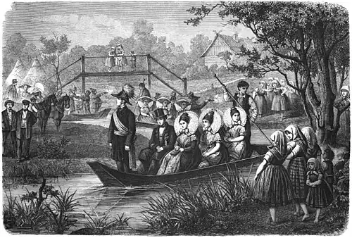 Die Gartenlaube (1870) b 157.jpg Eine Hochzeit im Spreewalde Nach der Natur aufgenommen (S)