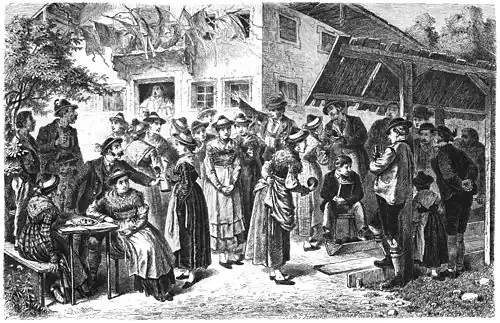Die Gartenlaube (1870) b 277.jpg Ein Kegeltag in Pienzenau Studie aus dem oberbaierischen Gebirge von Ludwig Bechstein in München (S)
