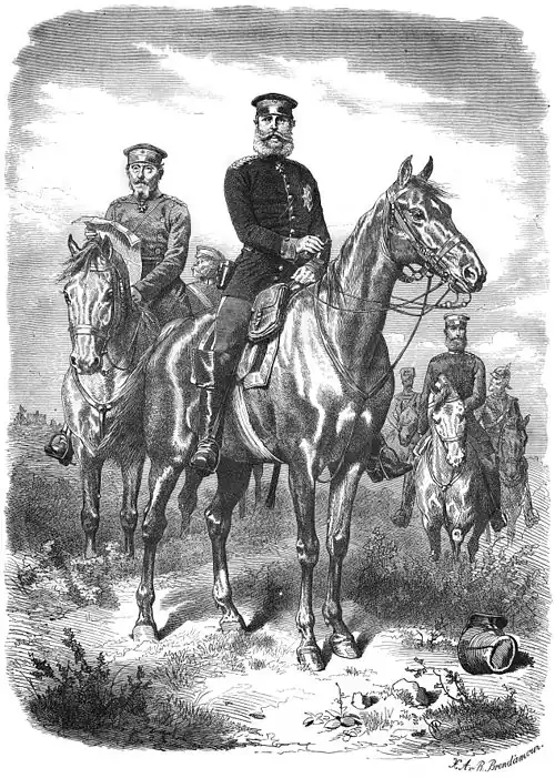 Die Gartenlaube (1870) b 637.jpg „Unser Fritz“ Commandeur der dritten Armee Originalzeichnung von Professor W. Camphausen in Düsseldorf (S)