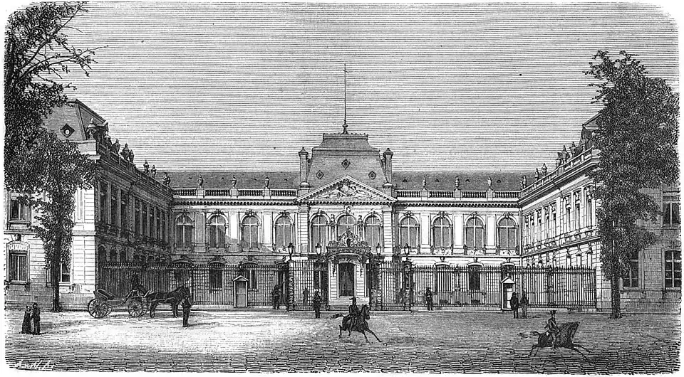 Die Gartenlaube (1870) b 801.jpg Das Präfekturgebäude in Versailles, augenblicklich Residenz des Königs von Preußen
