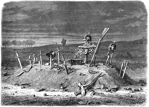 Die Gartenlaube (1870) b 825.jpg Soldatengrab auf den Speicherer-Höhen Nach der Natur aufgenommen von K. Kögler