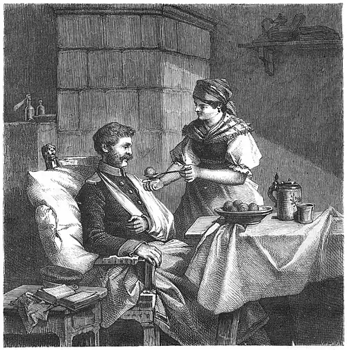 Die Gartenlaube (1870) b 829.jpg In Baierischer Privatpflege Originalskizze von W. Roegge in München