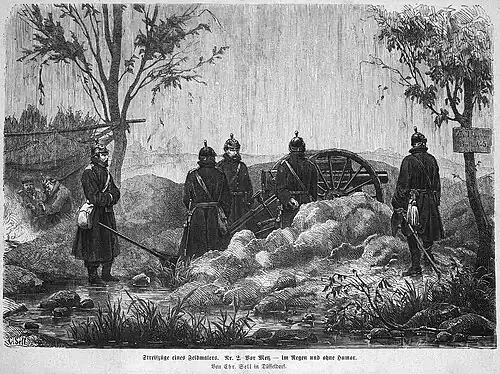 Die Gartenlaube (1871) b 693.jpg Streifzüge eines Feldmalers Nr. 2 Vor Metz – im Regen und ohne Humor (S)