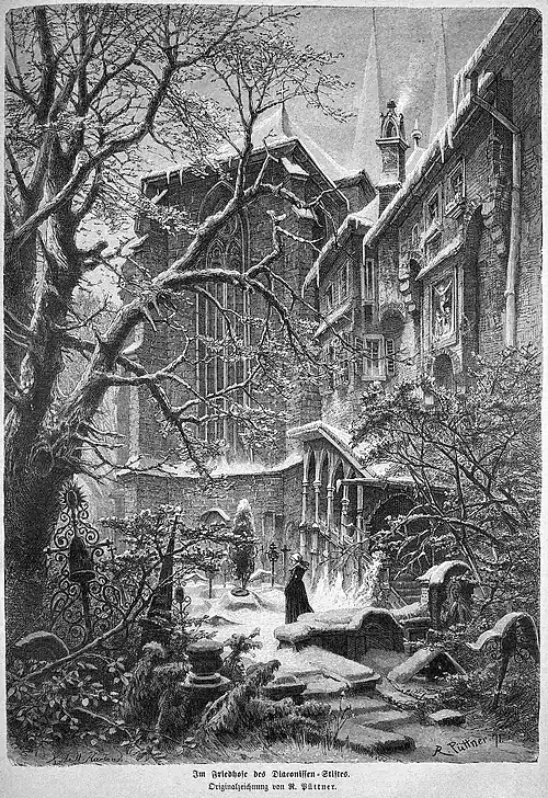 Die Gartenlaube (1871) b 845.jpg Im Friedhofe des Diaconissen-Stiftes (S)