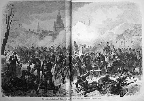 Die Gartenlaube (1872) b 012.jpg Die preußische Landwehr am 7. October 1870 vor Metz. Für die Gartenlaube gezeichnet von Otto Fikentscher.