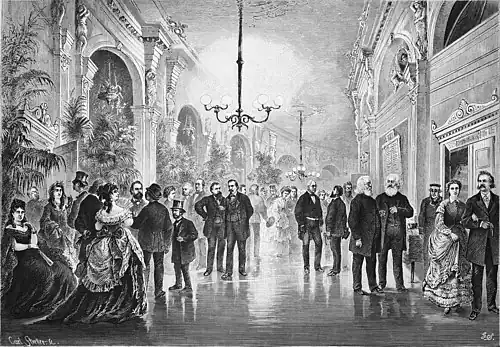 Die Gartenlaube (1872) b 161.jpg Im Foyer des Neuen Stadttheaters in Leipzig. Nach der Natur aufgenommen von G.&nbsp;Sundblad.