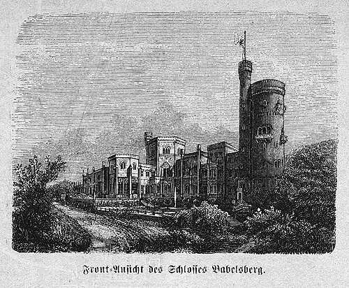 Die Gartenlaube (1872) b 248 1.jpg Front-Ansicht des Schlosses Babelsberg.