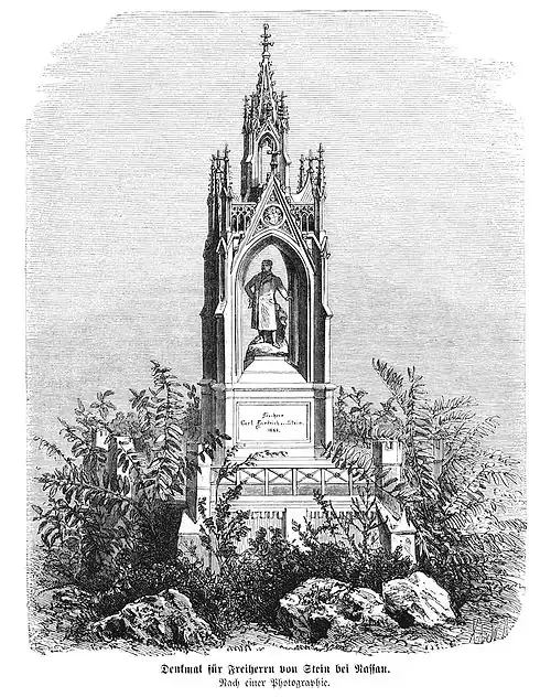 Die Gartenlaube (1872) b 490.jpg Denkmal für Freiherrn von Stein bei Nassau. Nach einer Photographie.