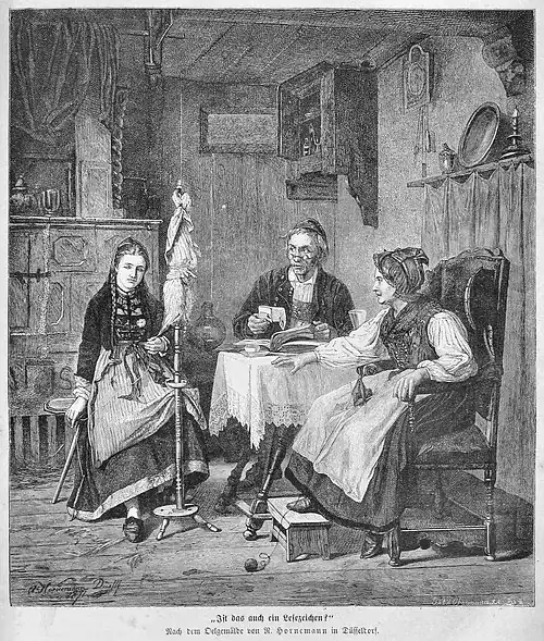 Die Gartenlaube (1873) b 077.jpg „Ist das auch ein Lesezeichen?“ Nach dem Oelgemälde von R. Hornemann in Düsseldorf