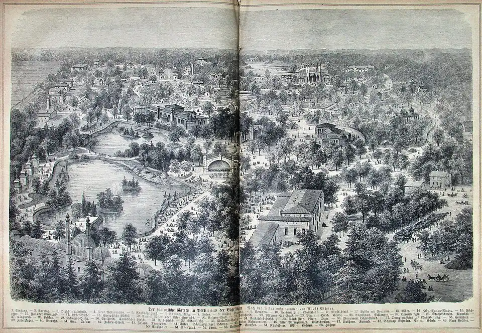 Die Gartenlaube (1873) b 264.jpg Der zoologische Garten in Berlin aus der Vogelschau. Nach der Natur aufgenommen von Adolf Eitzner (D)