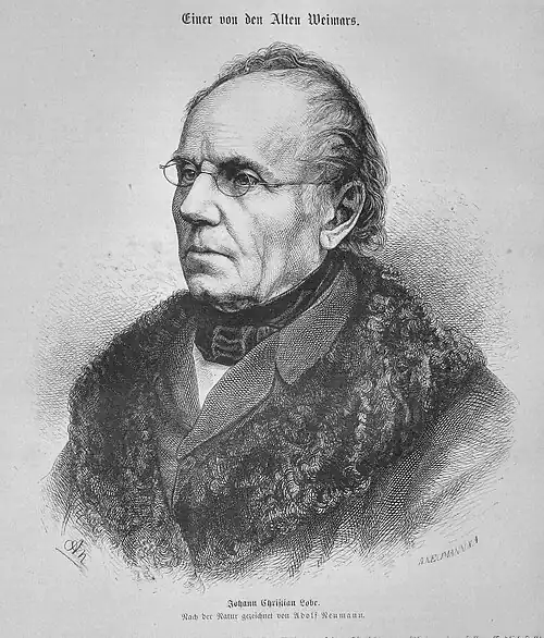 Die Gartenlaube (1873) b 337.jpg Johann Christian Lobe. Nach der Natur gezeichnet von Adolf Neumann