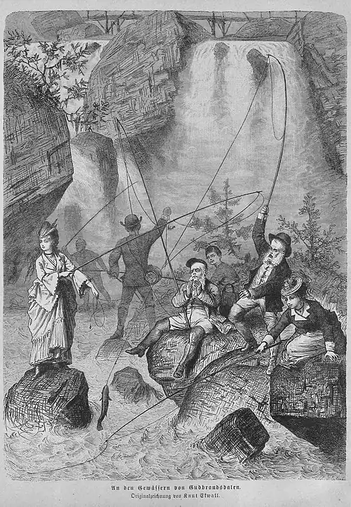 Die Gartenlaube (1873) b 727.jpg An den Gewässern von Gudbrandsdalen. Originalzeichnung von Knut Ekwall (S)