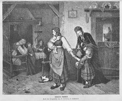 Die Gartenlaube (1873) b 783.jpg Schwerer Abschied. Nach dem Oelgemälde von A. Ludwig in Düsseldorf (S)