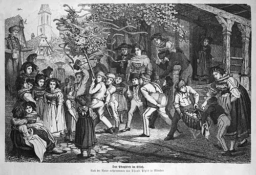 Die Gartenlaube (1874) b 375.jpg Das Pfingstfest im Elsaß. Nach der Natur aufgenommen von Theod. Pixis in München