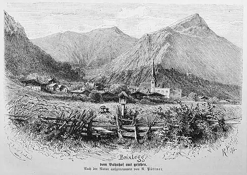 Die Gartenlaube (1874) b 2 502.jpg Brixlegg vom Bahnhof aus gesehen. Nach der Natur aufgenommen von R. Püttner.
