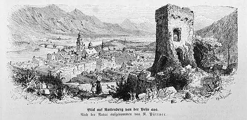 Die Gartenlaube (1874) b 2 503.jpg Blick auf Rattenberg von der Veste aus. Nach der Natur aufgenommen von R.&nbsp;Püttner.