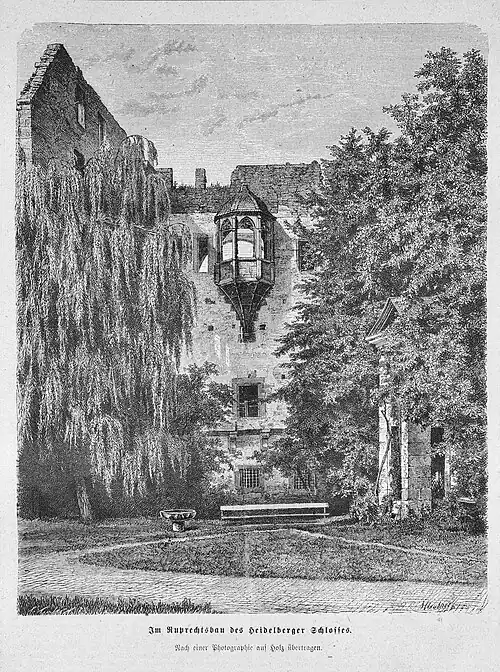 Die Gartenlaube (1875) b 053.jpg Im Ruprechtsbau des Heidelberger Schlosses. Nach einer Photographie auf Holz übertragen