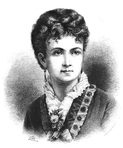 Die Gartenlaube (1876) b 229.jpg Ann Eliza Young. Nach einer Photographie auf Holz gezeichnet von Adolf Neumann.