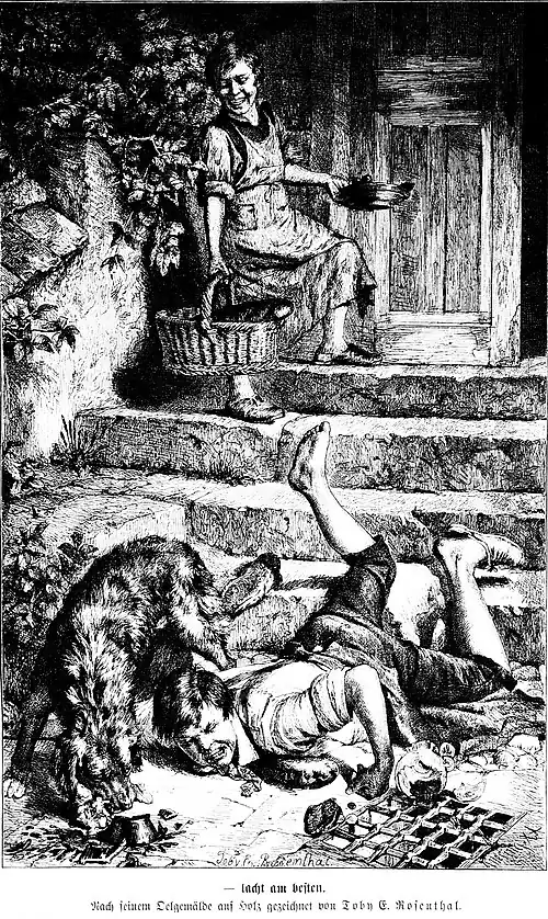 Die Gartenlaube (1876) b 509.jpg – lacht am besten. Nach seinem Oelgemälde auf Holz gezeichnet von Toby E. Rosenthal