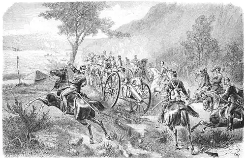 Die Gartenlaube (1877) b 463.jpg Manöver-Uebungen der rumänischen Artillerie bei Kalafat. Nach einer Skizze vom Kriegsschauplatze componirt von O. Fikentscher in Düsseldorf (S)