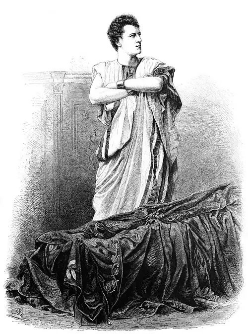 Die Gartenlaube (1878) b 005.jpg Ludwig Barnay als „Mark Anton“ Originalzeichnung von Adolph Neumann (S)