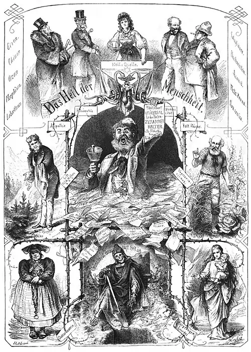Die Gartenlaube (1878) b 399.jpg Das Heil der Menschheit. Originalzeichnung von K. Kögler