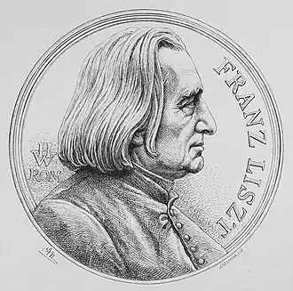 Die Gartenlaube (1881) b 113.jpg Liszt-Medaille von H. Wittig Auf Holz gezeichnet von Adolf Neumann