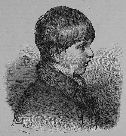 Die Gartenlaube (1881) b 249.jpg Franz Joseph Karl Georg von Reichstadt. Nach der Originalzeichnung Moritz Michael Daffinger’s. Auf Holz übertragen von Prof. S-l’Allemand in Wien