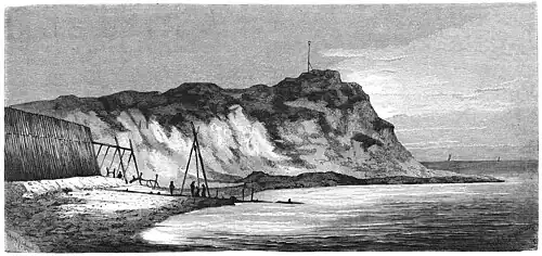 Die Gartenlaube (1881) b 345.jpg Dünenschutzwerke auf den deutschen Nordsee-Inseln nach einer Skizze auf Holz gezeichnet von Rudolf Cronau
