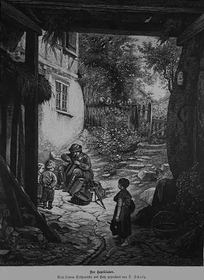 Die Gartenlaube (1881) b 349.jpg Der Topfbinder Nach seinem Oelgemälde auf Holz gezeichnet von O. Schulz.