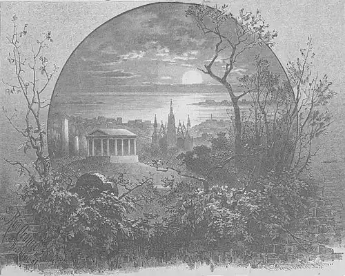 Die Gartenlaube (1881) b 577.jpg Greenwood Cemetry in Brooklyn. Nach der Natur gezeichnet von dem Specialartisten der „Gartenlaube“ Rudolf Cronau