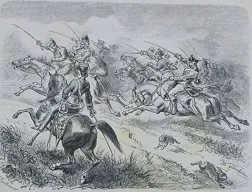 Die Gartenlaube (1881) b 597 1.jpg Husaren-Attacke in Linie