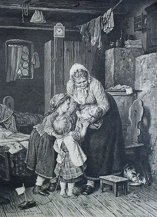 Die Gartenlaube (1881) b 669.jpg „Brüderchen schläft.“ Nach dem Oelgemälde von J. G. Meyer von Bremen (S)