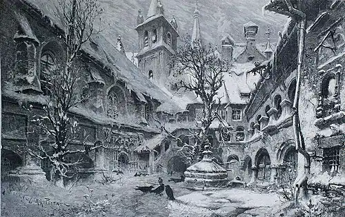 Die Gartenlaube (1881) b 853.jpg Kloster Göß in Steiermark Nach der Natur gezeichnet von Richard Püttner (S)