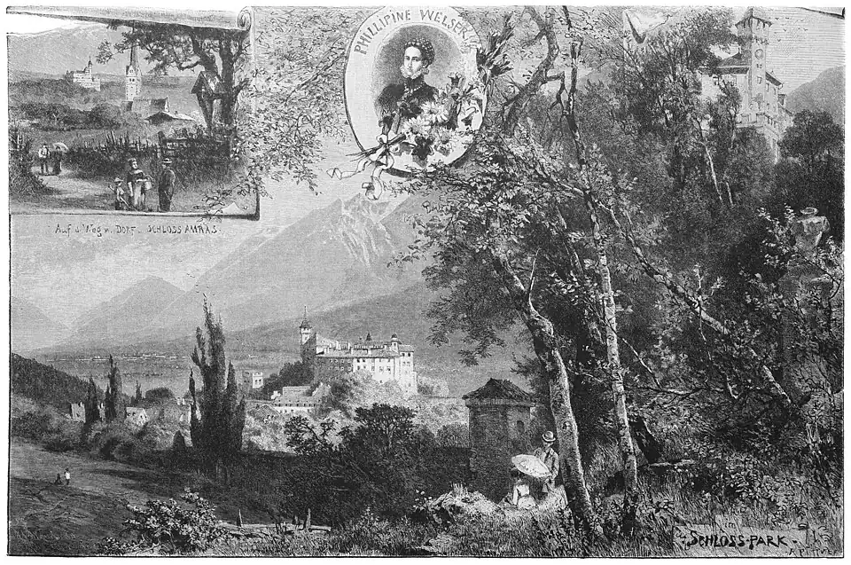 S. 865: Schloß Ambras. Nach der Natur gezeichnet von R. Püttner (S)