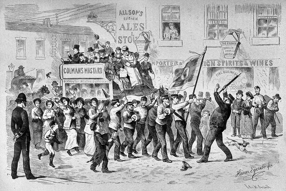 Die Gartenlaube (1883) b 125.jpg Die Seligmacher-Armee in London. Originalzeichnung von Heiner Egersdörfer (S)
