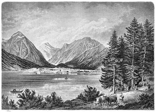 Die Gartenlaube (1883) b 249.jpg Pertisau am Achensee in Tirol. Nach einem Aquarell von Adolf Neumann (S)