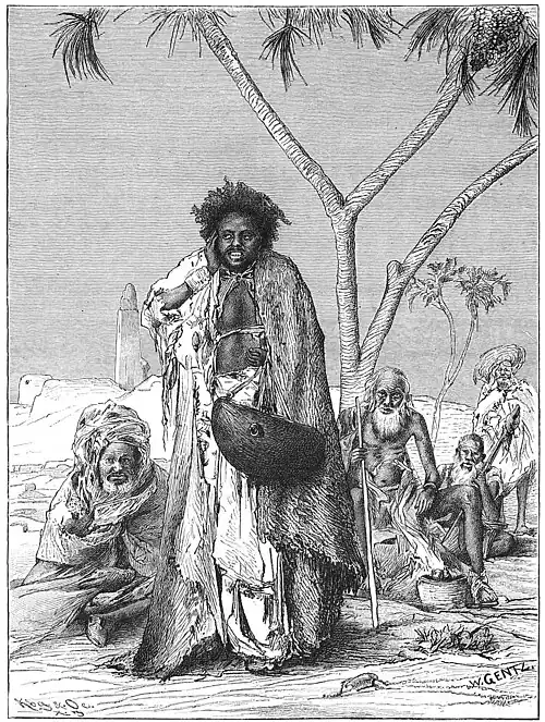Die Gartenlaube (1884) b 272.jpg Heilige und Derwische im Reiche der Mahdi Originalzeichnung von Wilhelm Gentz
