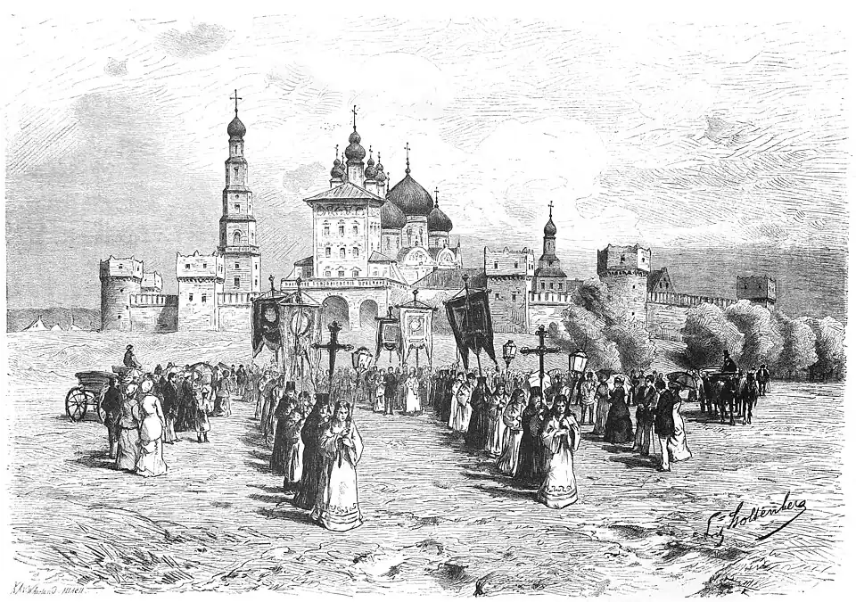 Die Gartenlaube (1884) b 385.jpg (S) Kloster auf dem Jungfernfelde bei Moskau Originalzeichnung von F. Stoltenberg